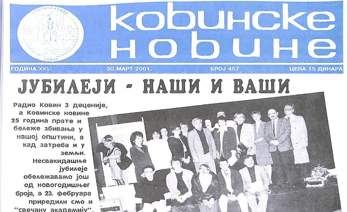Ковинске новине број 457 од 30.03.2001.